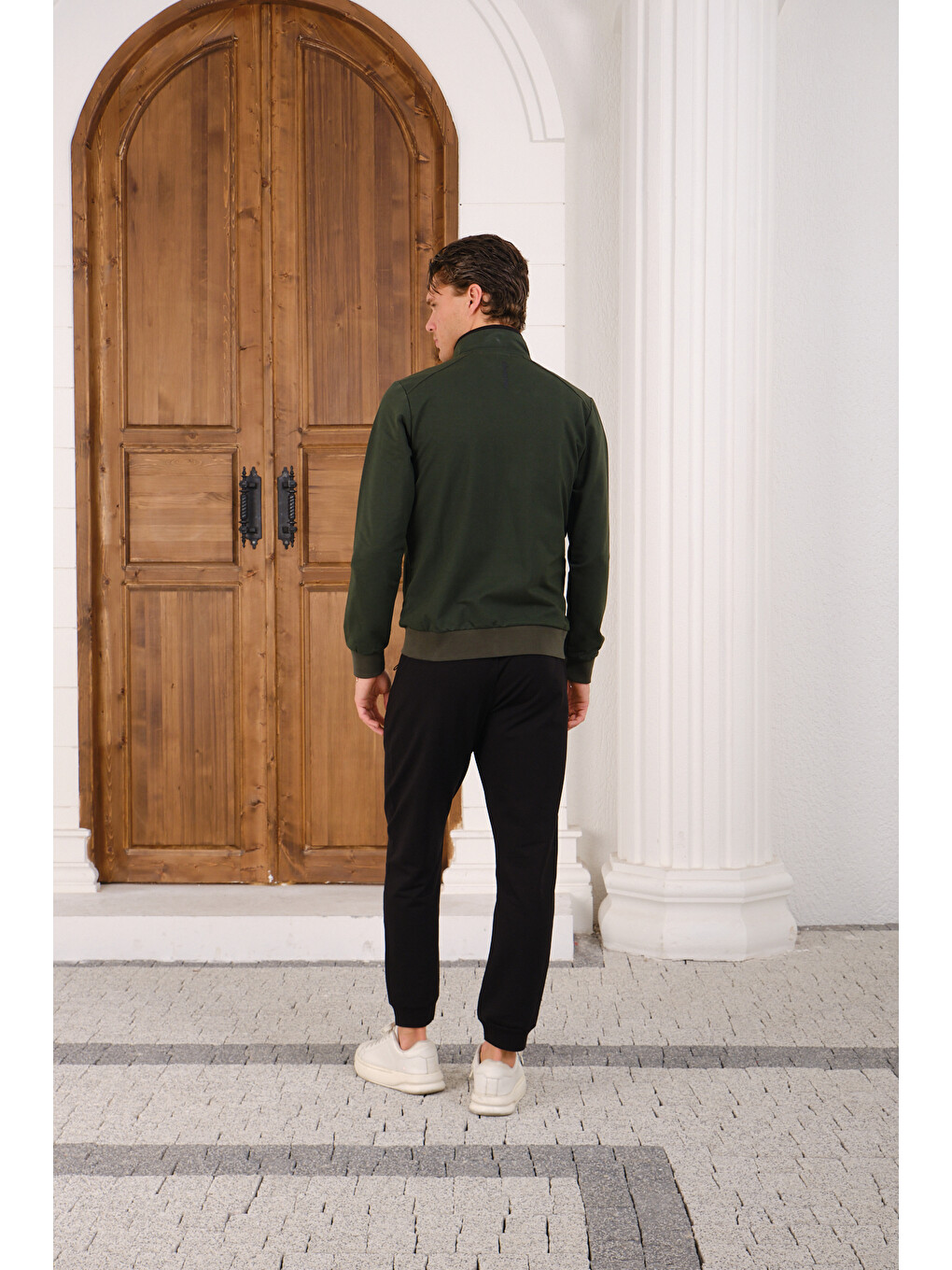 Haki Erkek Luxe Eşofman Takımı Rahat Kalıp Manşetli Minimal Logo-9