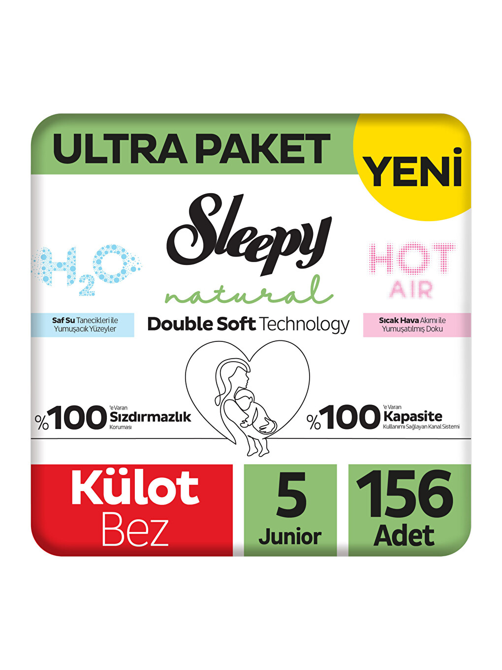 Natural Double Soft Ultra Paket Külot Bez 5 Numara Junior 156 Adet