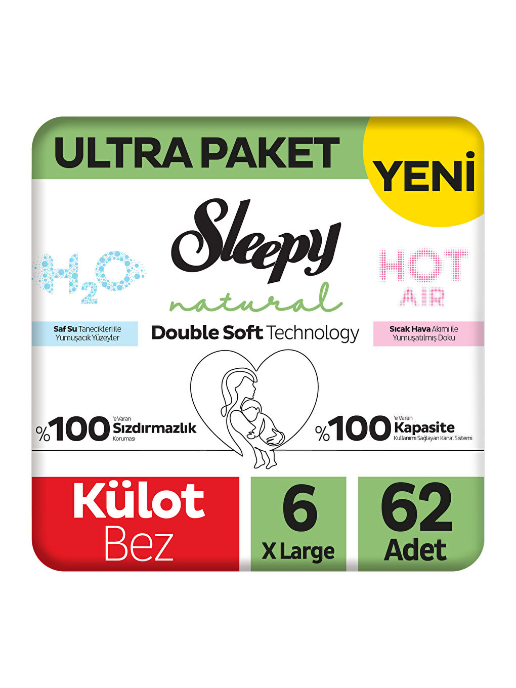Natural Double Soft Ultra Paket Külot Bez 6 Numara Xlarge 62 Adet
