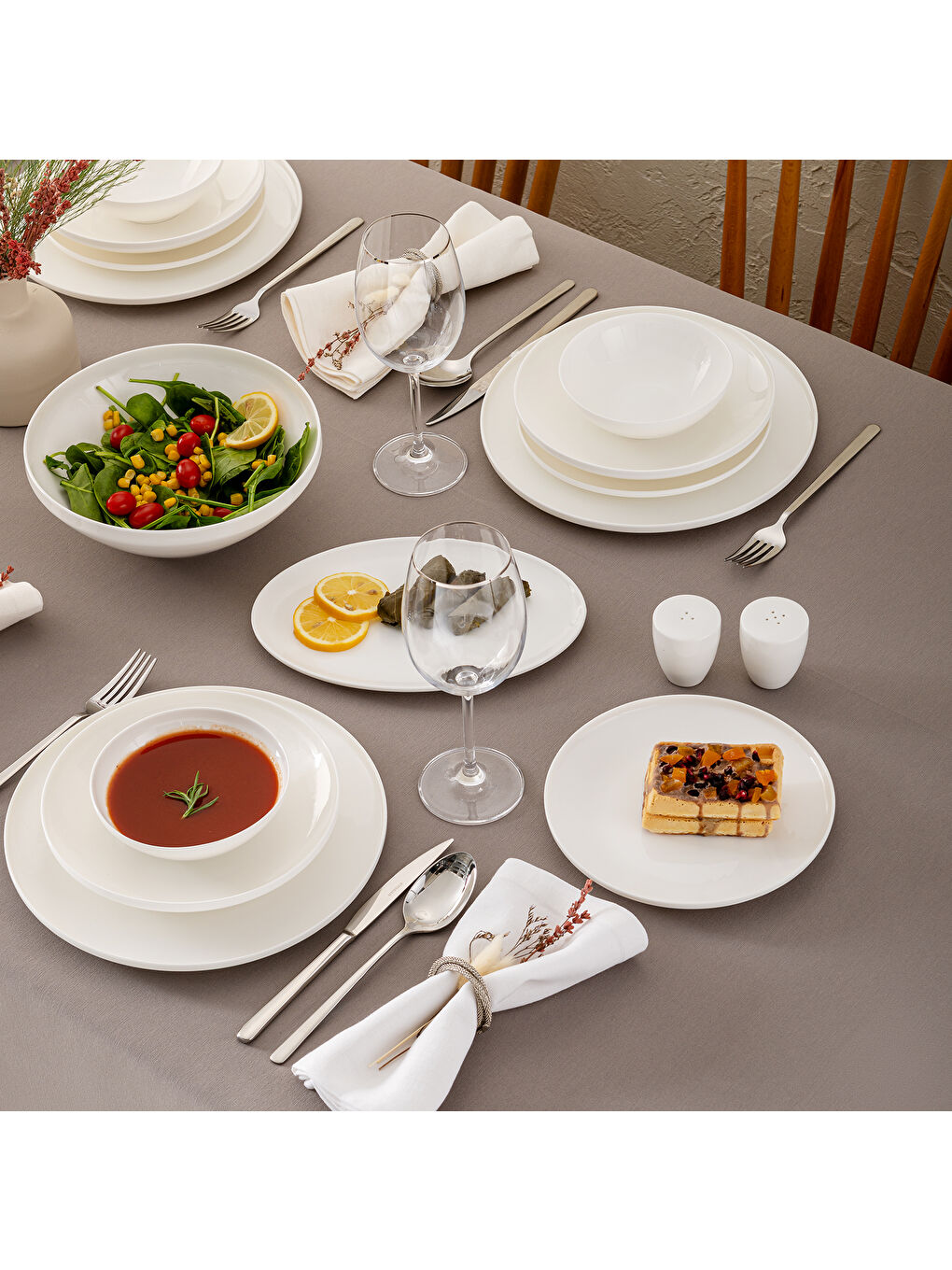 Alya Beyaz 53 Parça 12 Kişilik Yemek Takımı-7