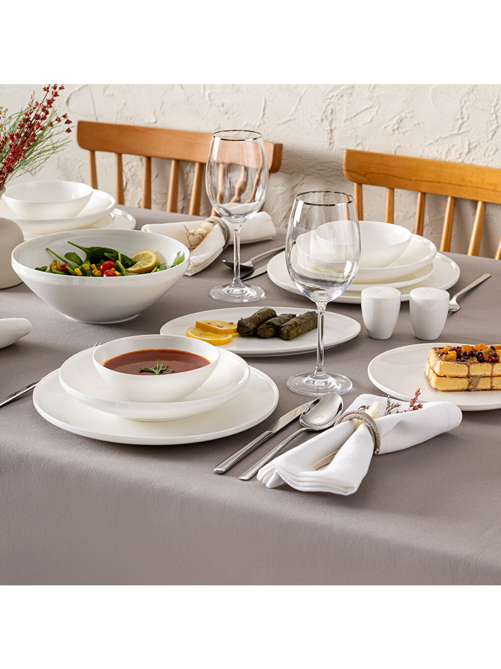 Alya Beyaz 53 Parça 12 Kişilik Yemek Takımı-8