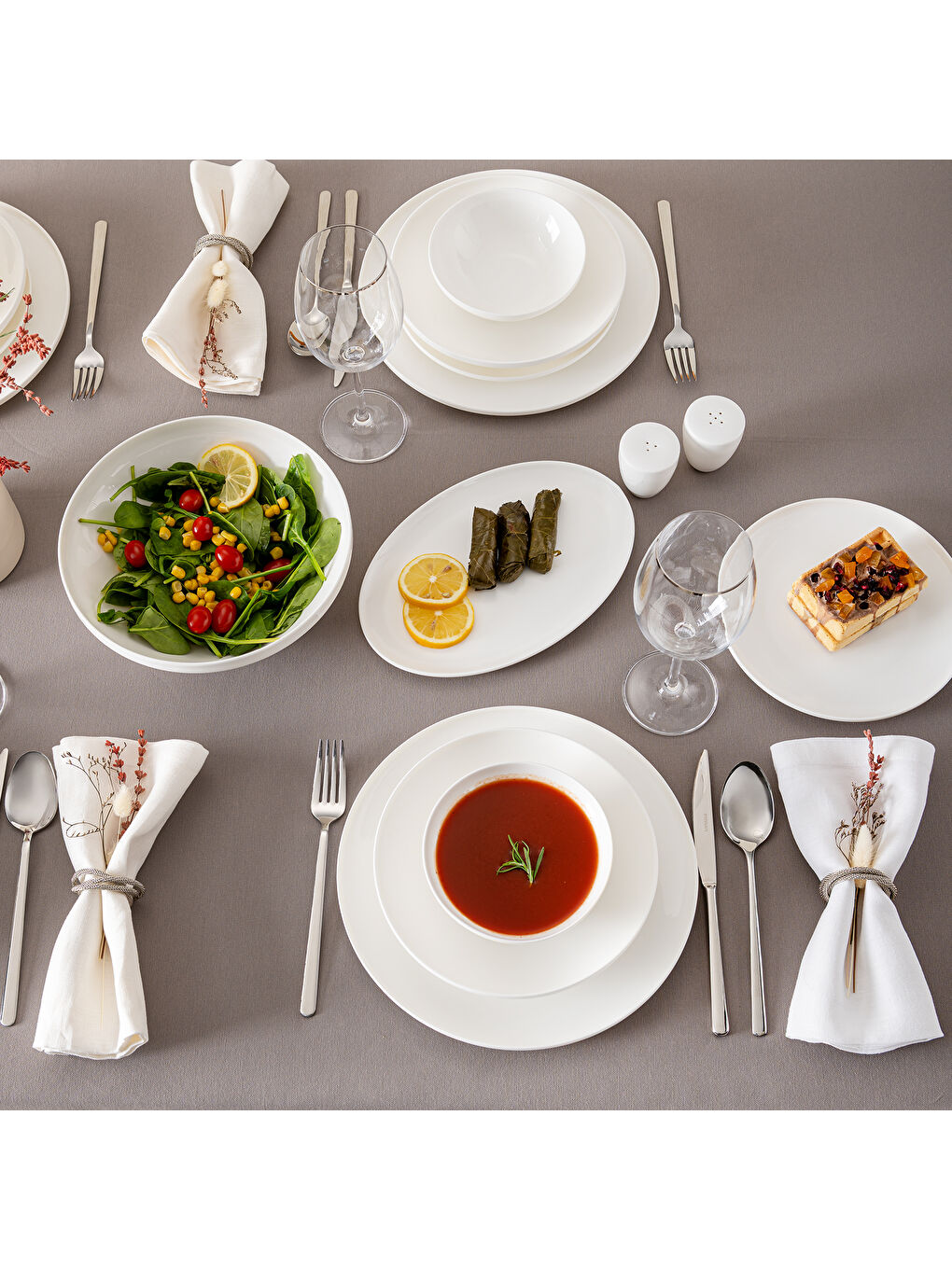 Alya Beyaz 53 Parça 12 Kişilik Yemek Takımı-10