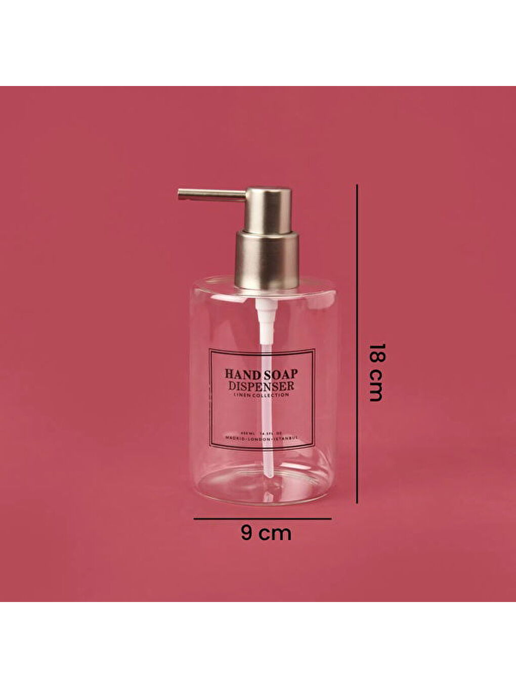 Renksiz Yuvarlak Borosilikat Cam Sıvı Sabunluk - Şeffaf / Gri-4