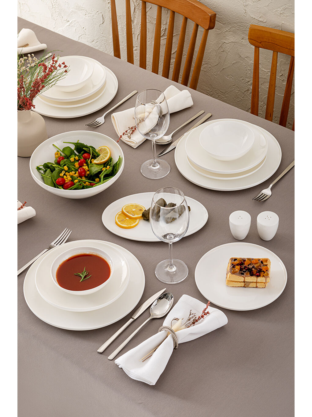 Alya Beyaz 53 Parça 12 Kişilik Yemek Takımı-3