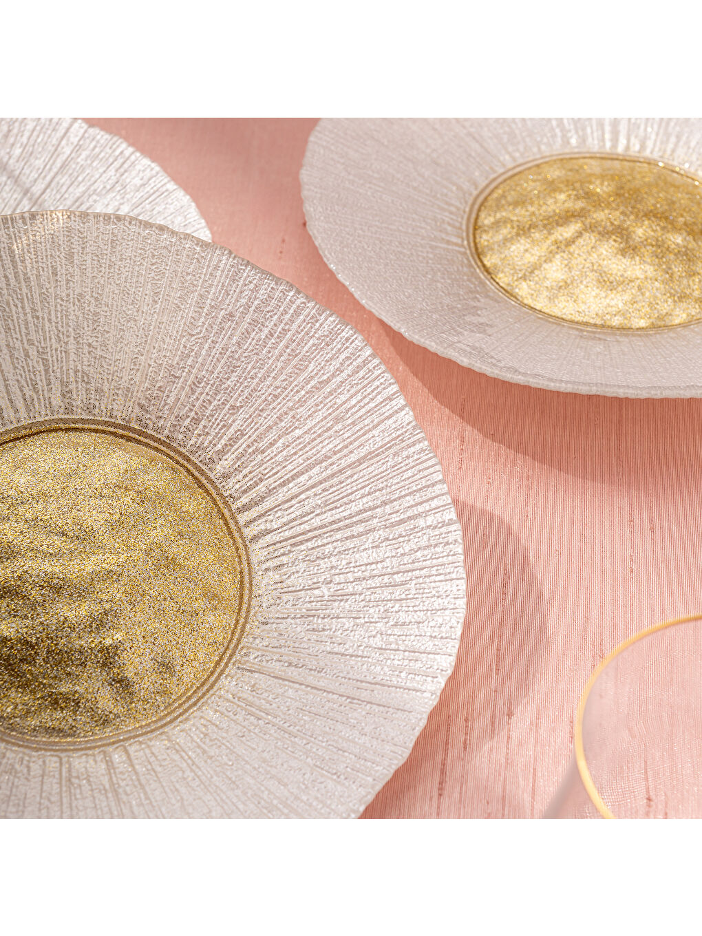 Sarı Golden 6 Kişilik Cam Pasta Seti 21 cm-9