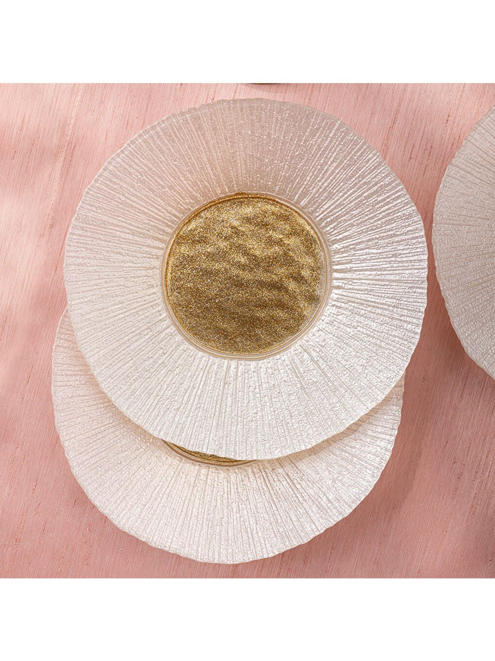 Sarı Golden 6 Kişilik Cam Pasta Seti 21 cm-10