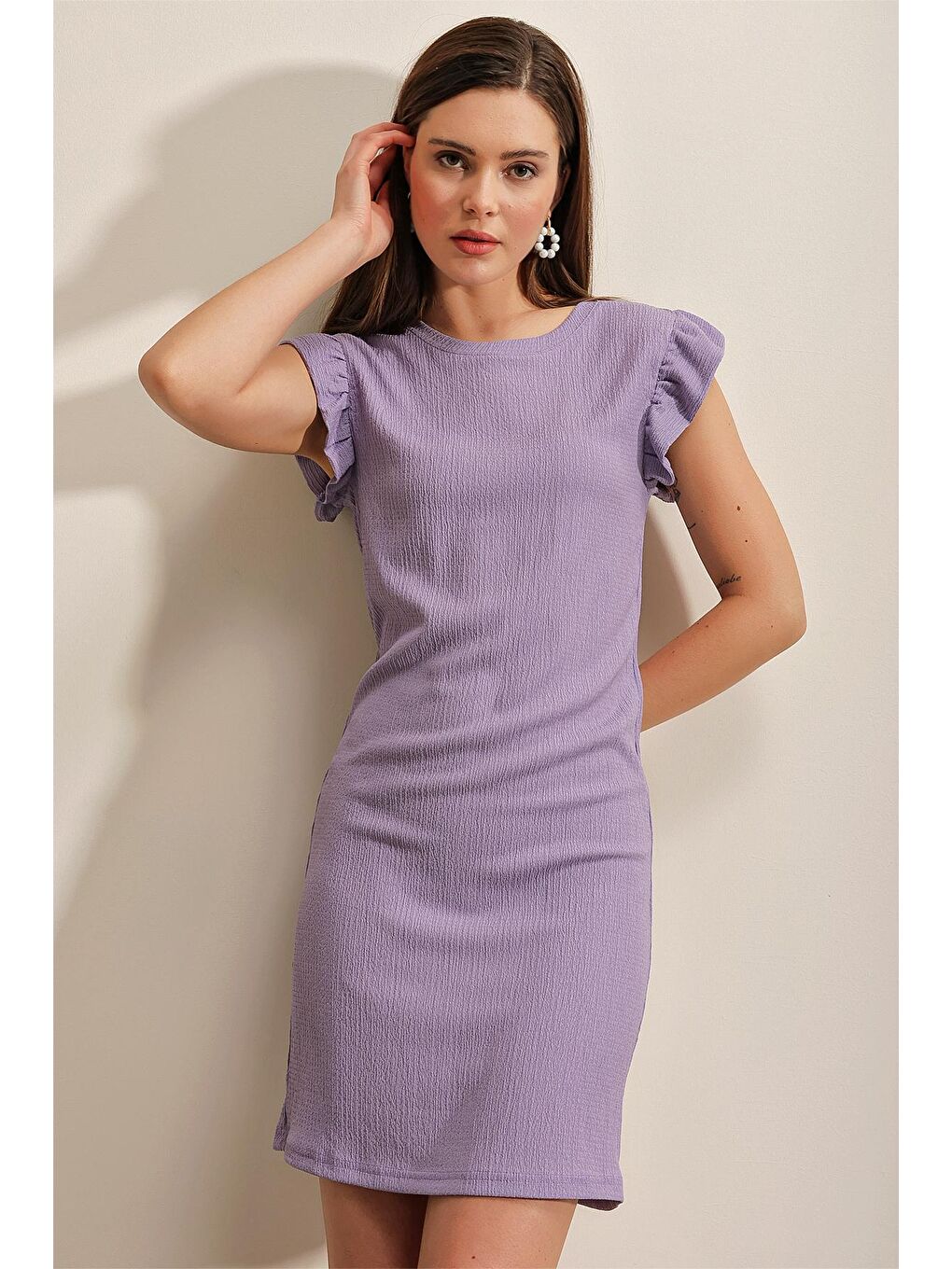 2338 Örme Elbise - Lila-3