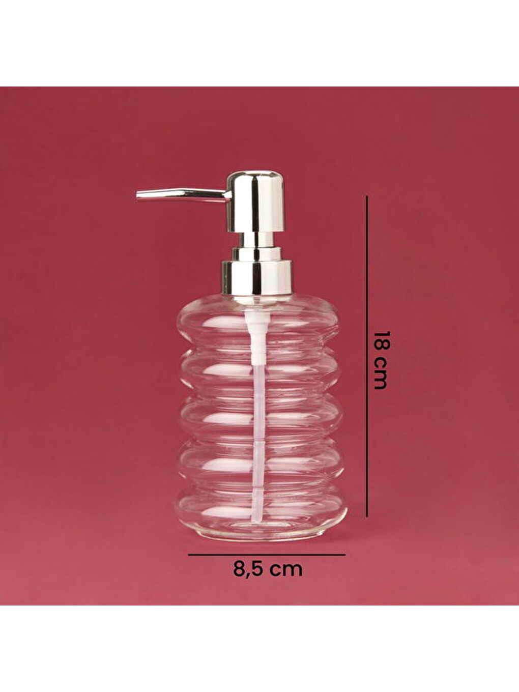 Renksiz Kapaklı Borosilikat Cam Sıvı Sabunluk - Şeffaf / Gri-4