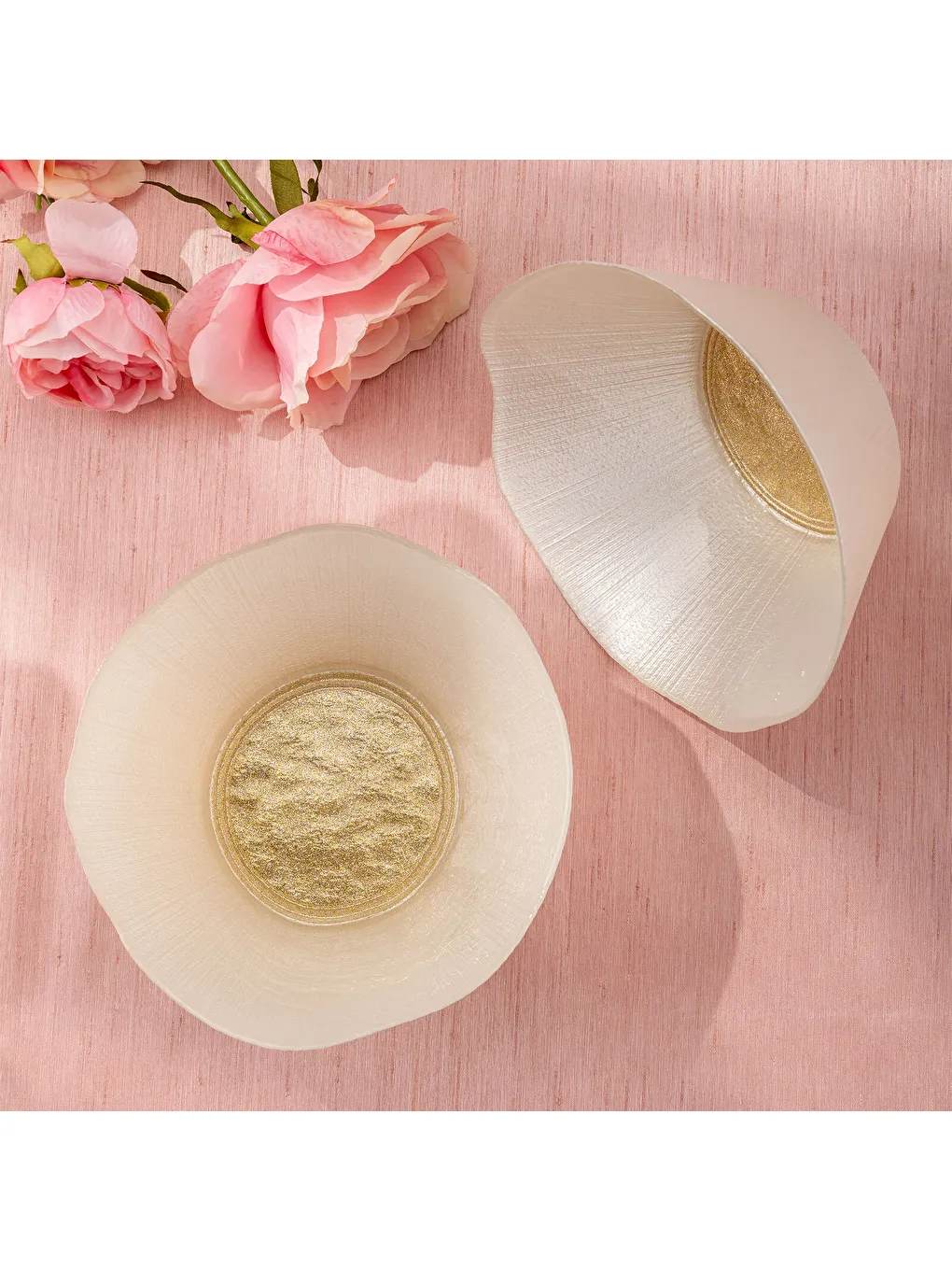 Sarı Golden 2 Parça Cam Konik Kase 21 cm-6