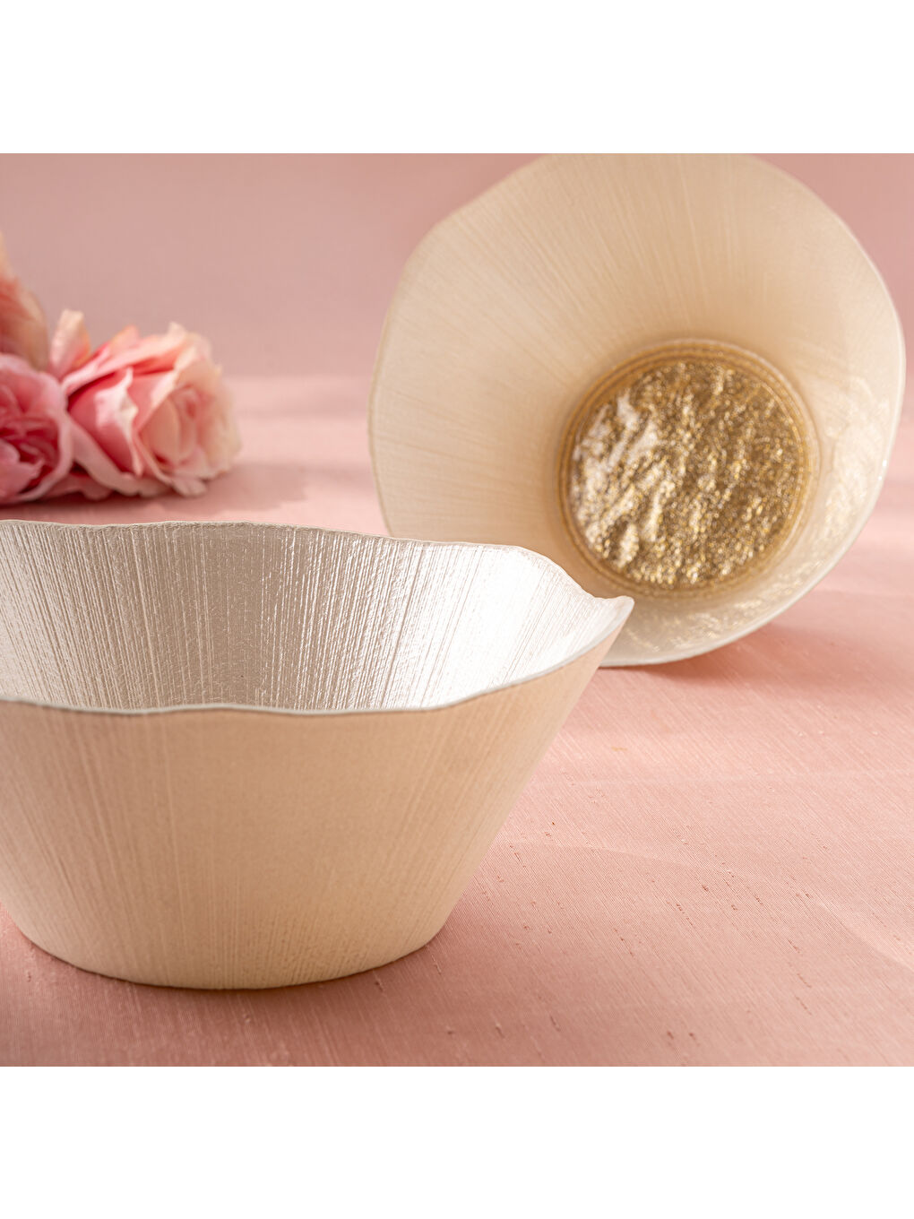 Sarı Golden 2 Parça Cam Konik Kase 21 cm-8