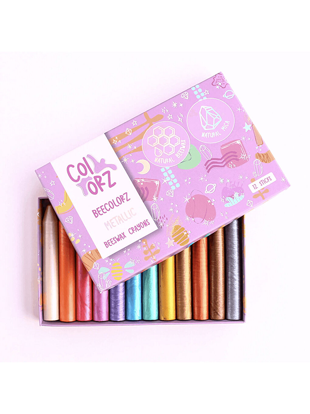 12'li Metalik Renk Kalem Balmumu Pastel Boya Seti