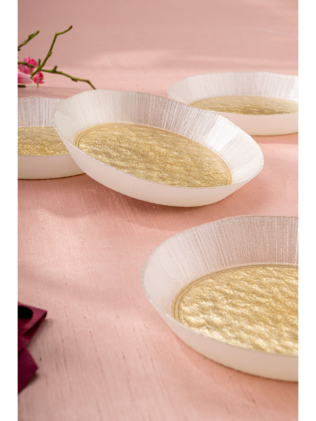 Sarı Golden 4 Parça Cam Dik Kase 21 cm-5