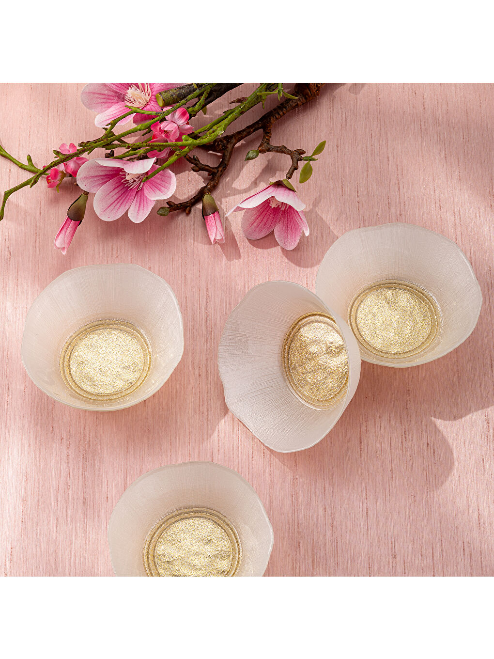 Sarı Golden 4 Parça Cam Konik Kase 13 cm-6