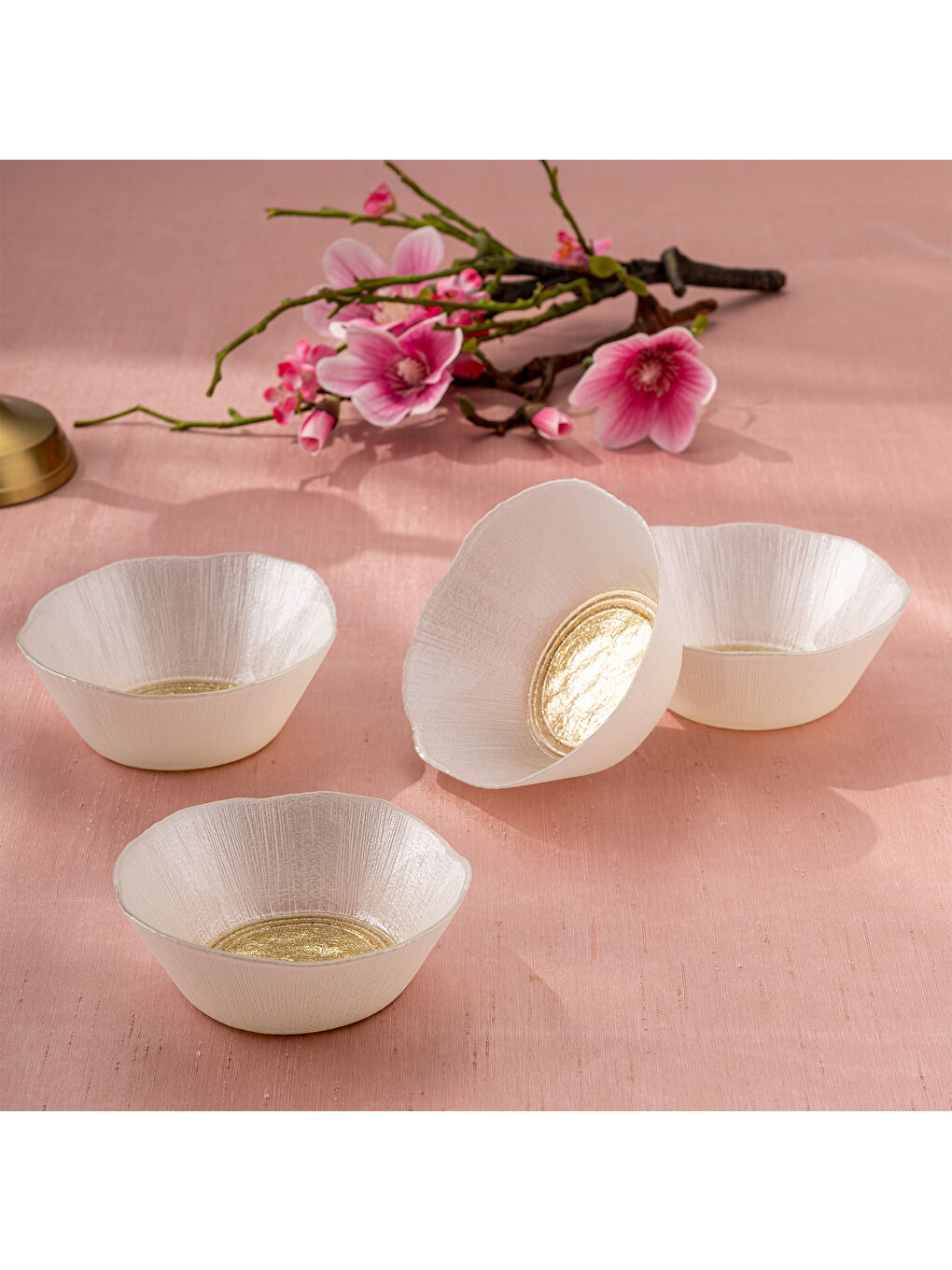 Sarı Golden 4 Parça Cam Konik Kase 13 cm-8