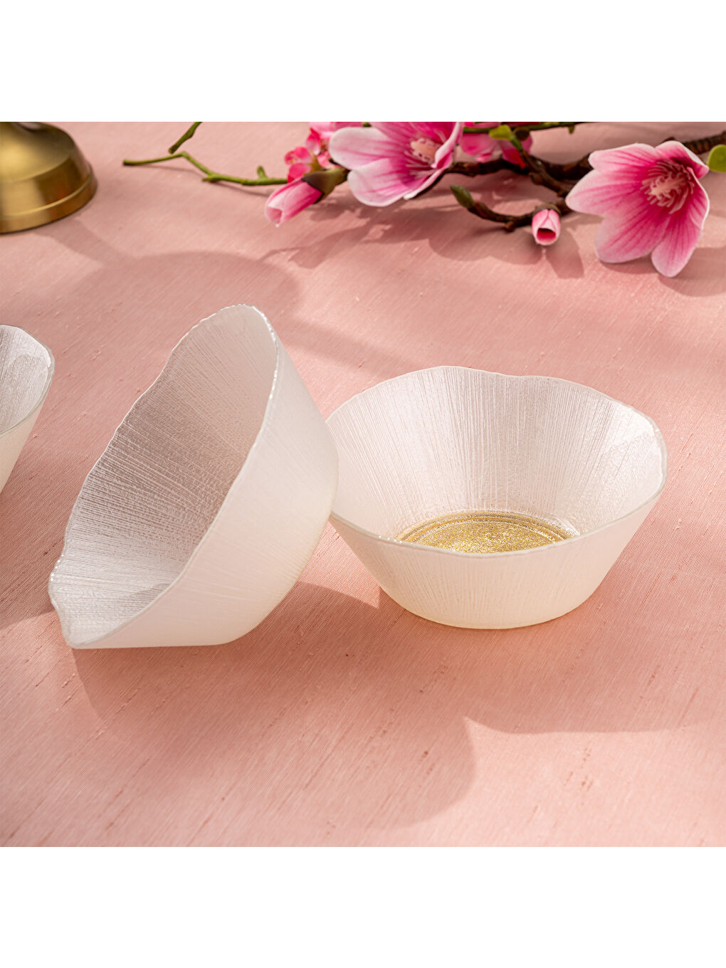 Sarı Golden 4 Parça Cam Konik Kase 13 cm-9