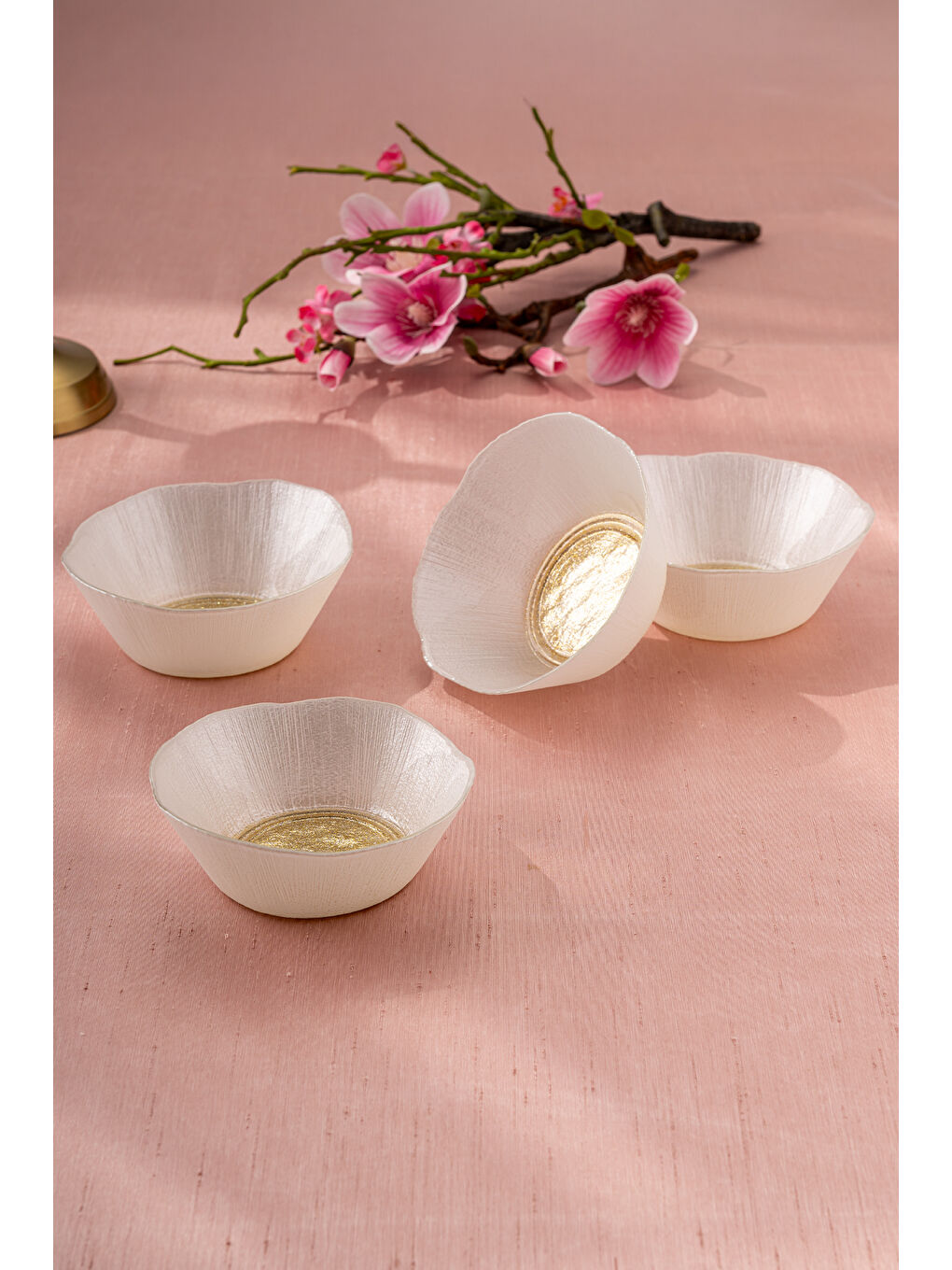 Sarı Golden 4 Parça Cam Konik Kase 13 cm-3