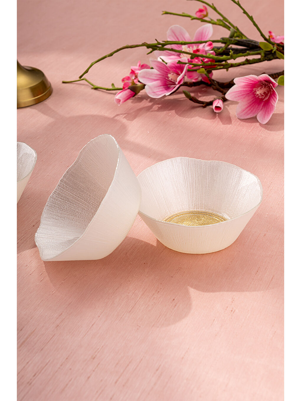 Sarı Golden 4 Parça Cam Konik Kase 13 cm-5