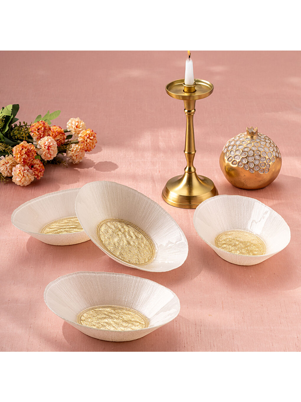 Sarı Golden 4 Parça Cam Gondol 21 cm-6