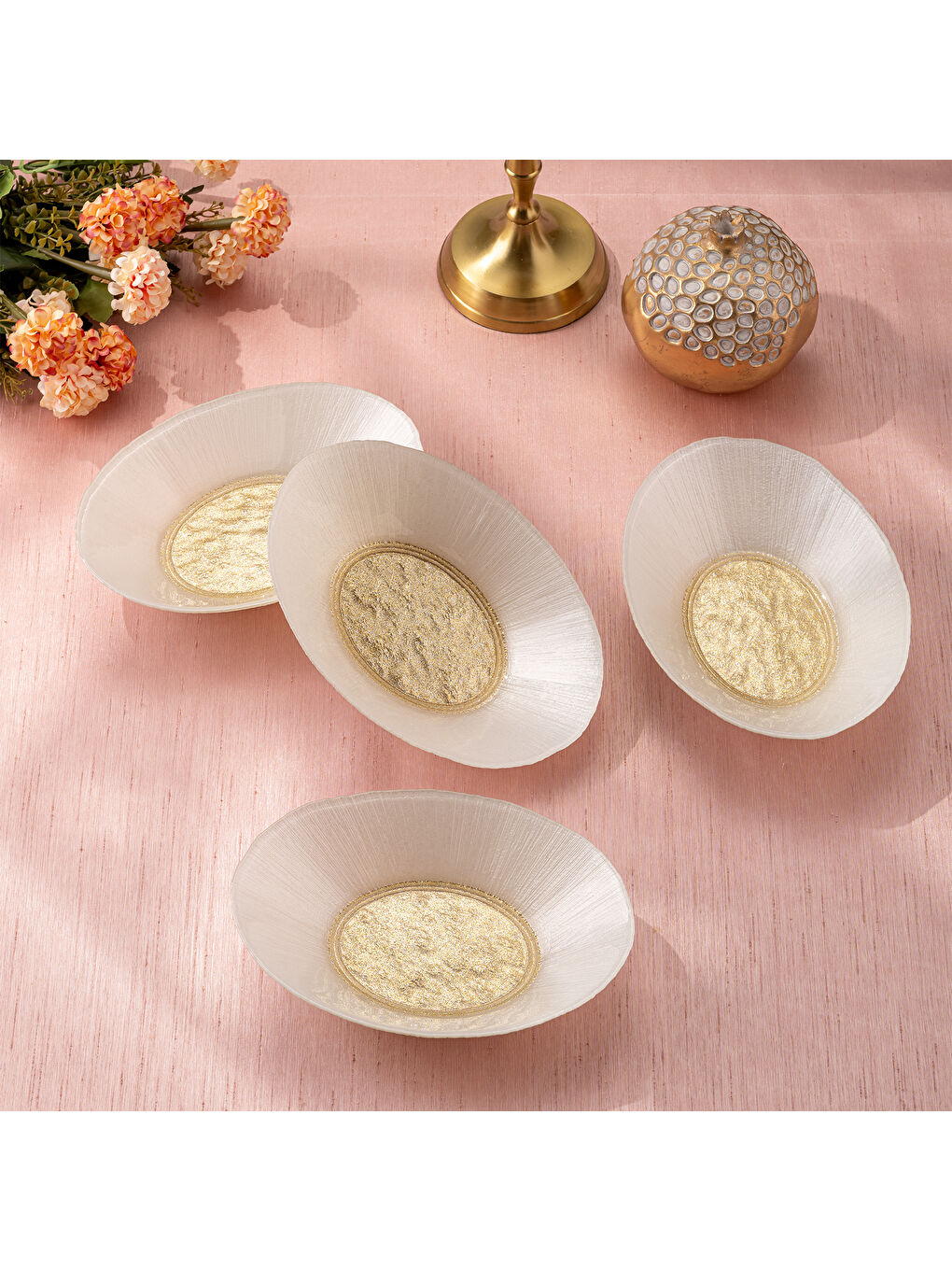 Sarı Golden 4 Parça Cam Gondol 21 cm-7