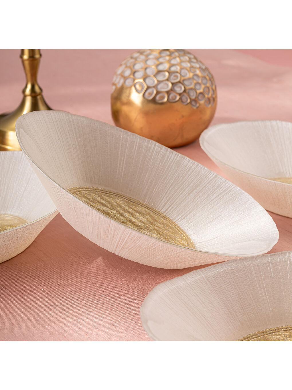 Sarı Golden 4 Parça Cam Gondol 21 cm-9