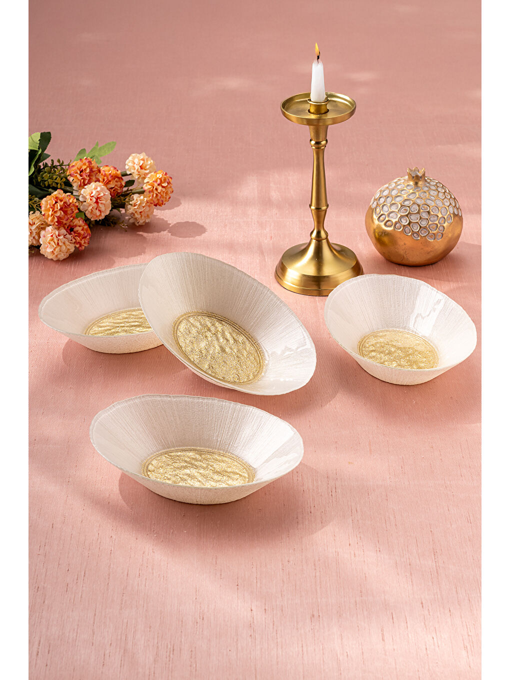 Sarı Golden 4 Parça Cam Gondol 21 cm-1