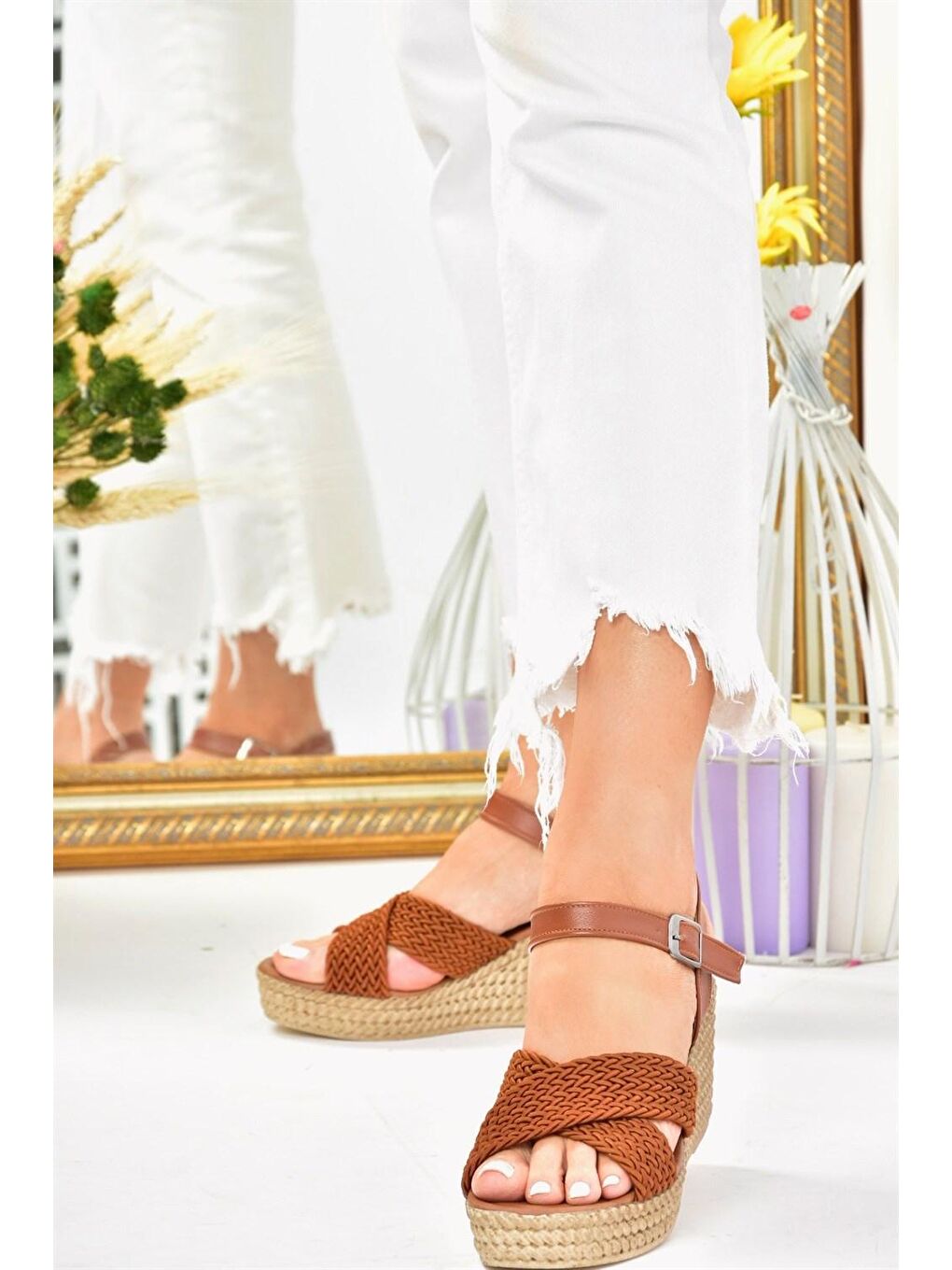 Kahverengi M250060304 Taba Dolgu Taban Kadın Ayakkabı-2