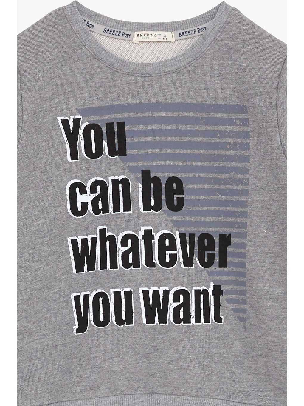 Erkek Çocuk Sweatshirt Yazı Baskılı Koyu Gri Melanj (8-14 Yaş)-2