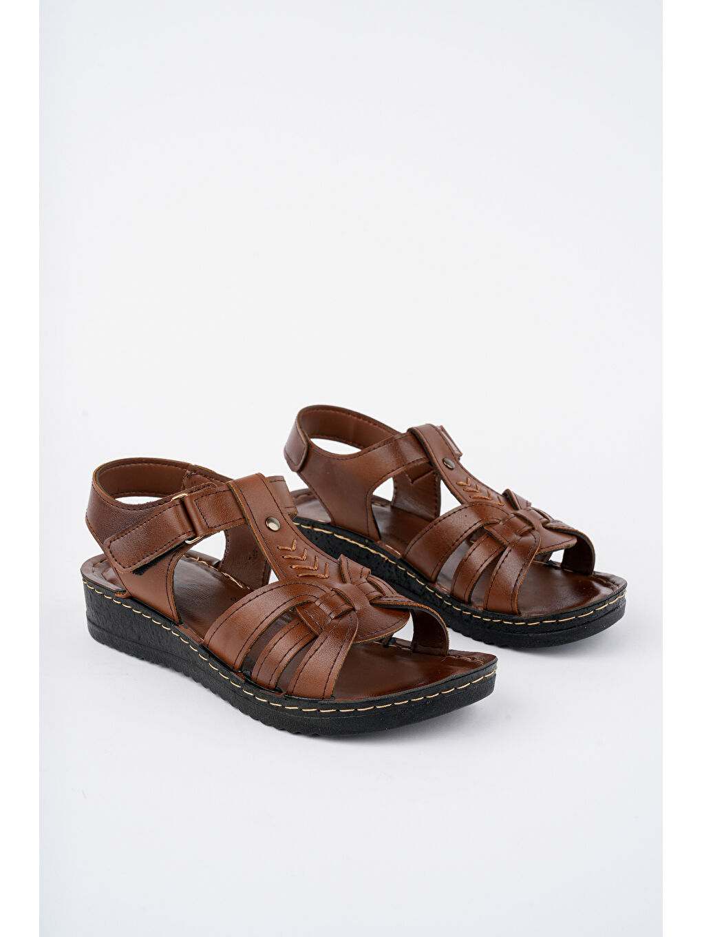 Kahverengi Soft Kadın  Günlük Ortopedik Kaymaz Taban Comfort Rahat Sandalet-5