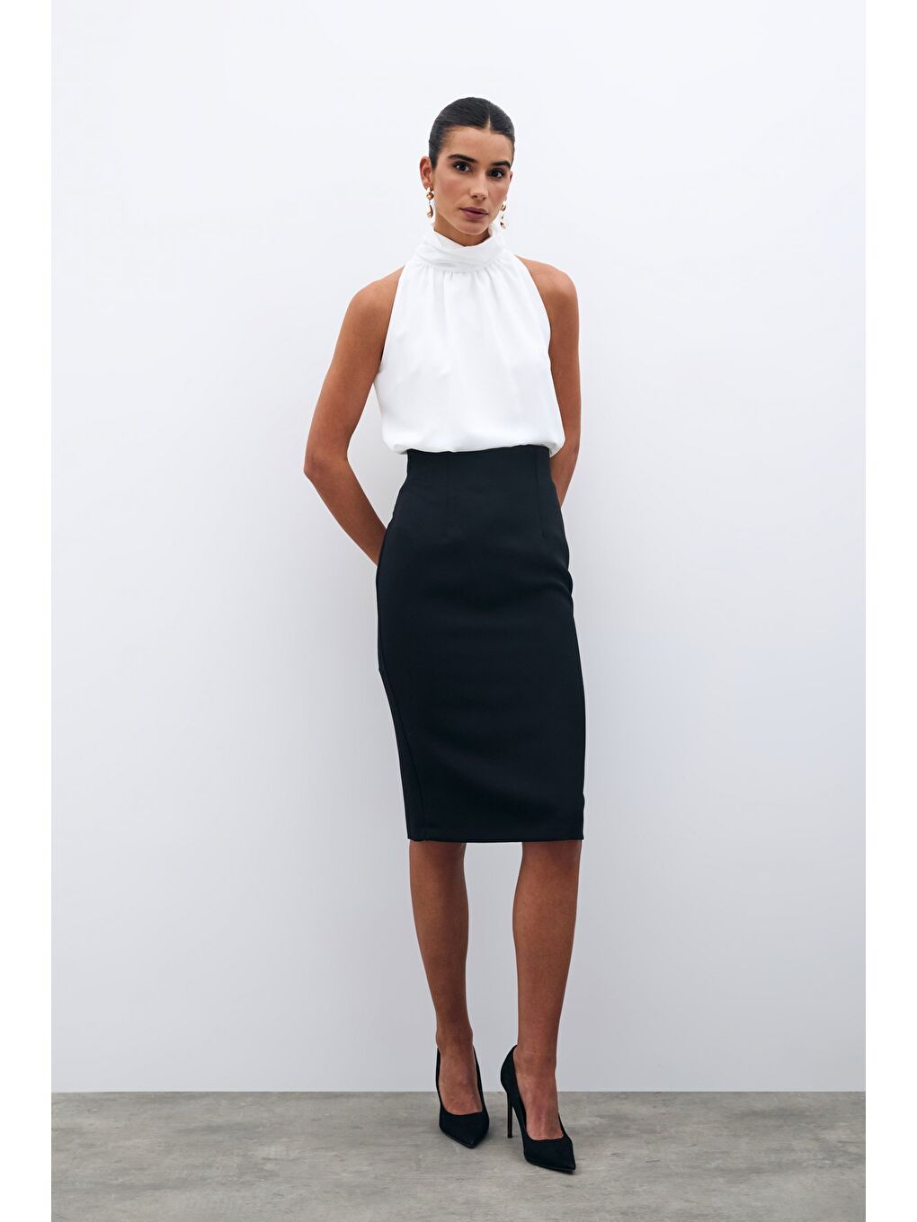 Düz Kalem Etek - Siyah-1