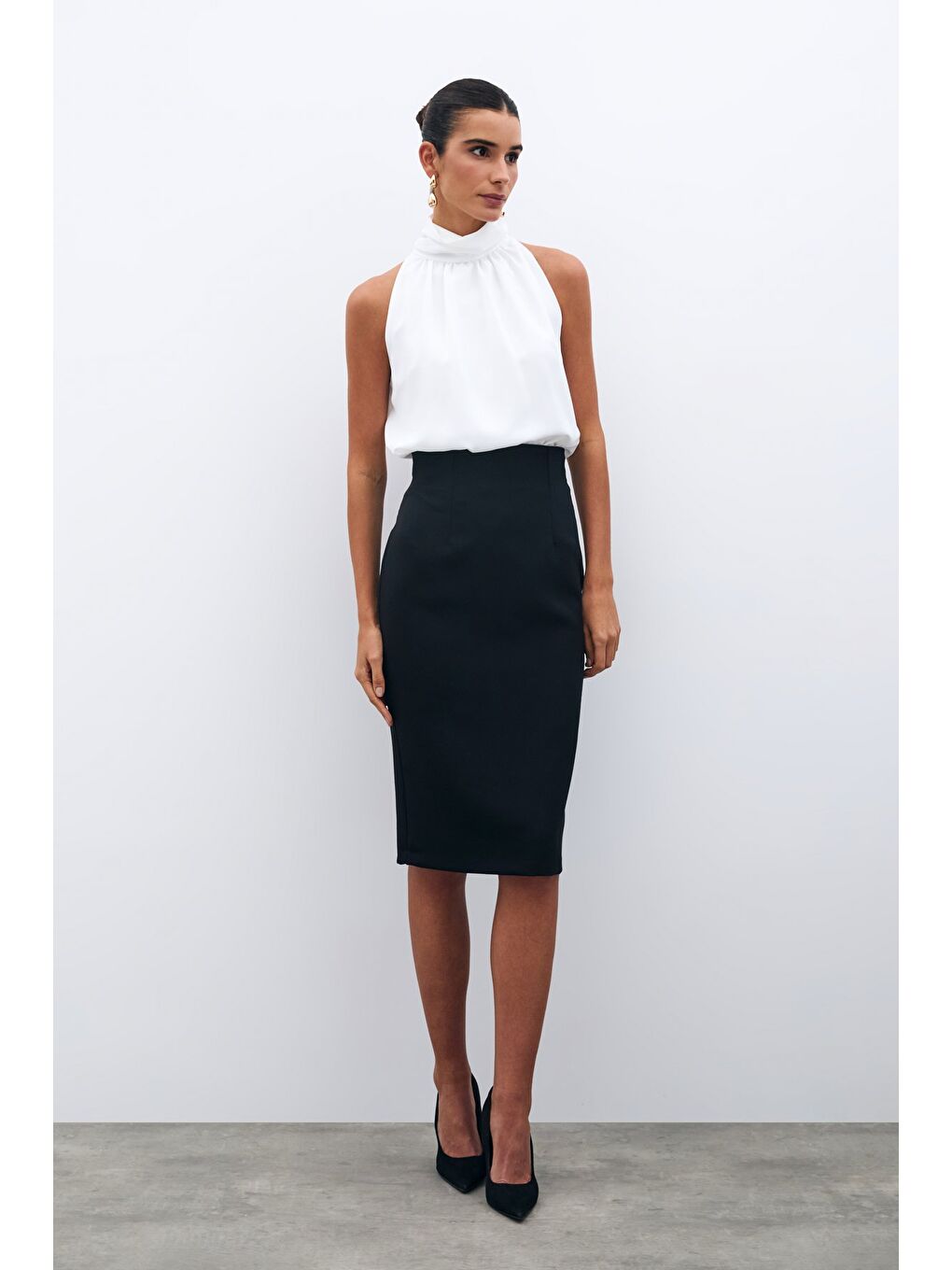 Düz Kalem Etek - Siyah-2