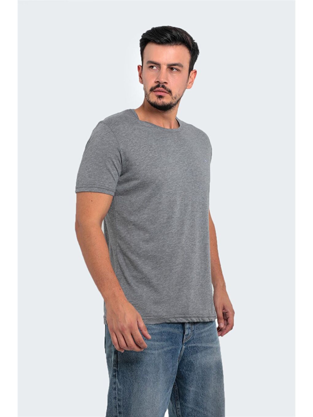 SANDER KTN Büyük Beden Erkek Tişört Koyu Gri-1