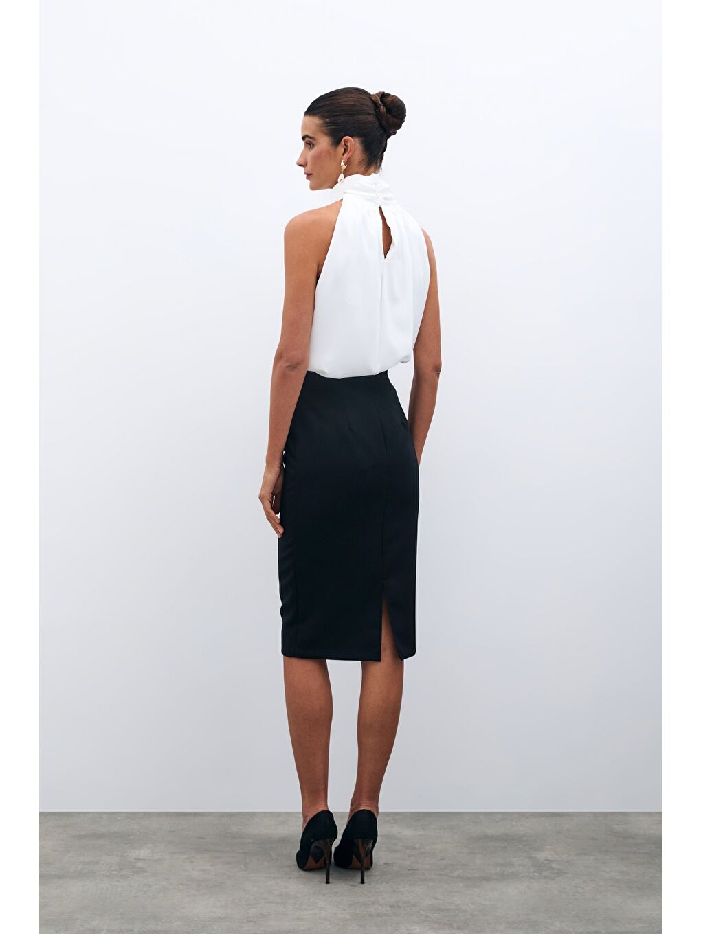 Düz Kalem Etek - Siyah-7