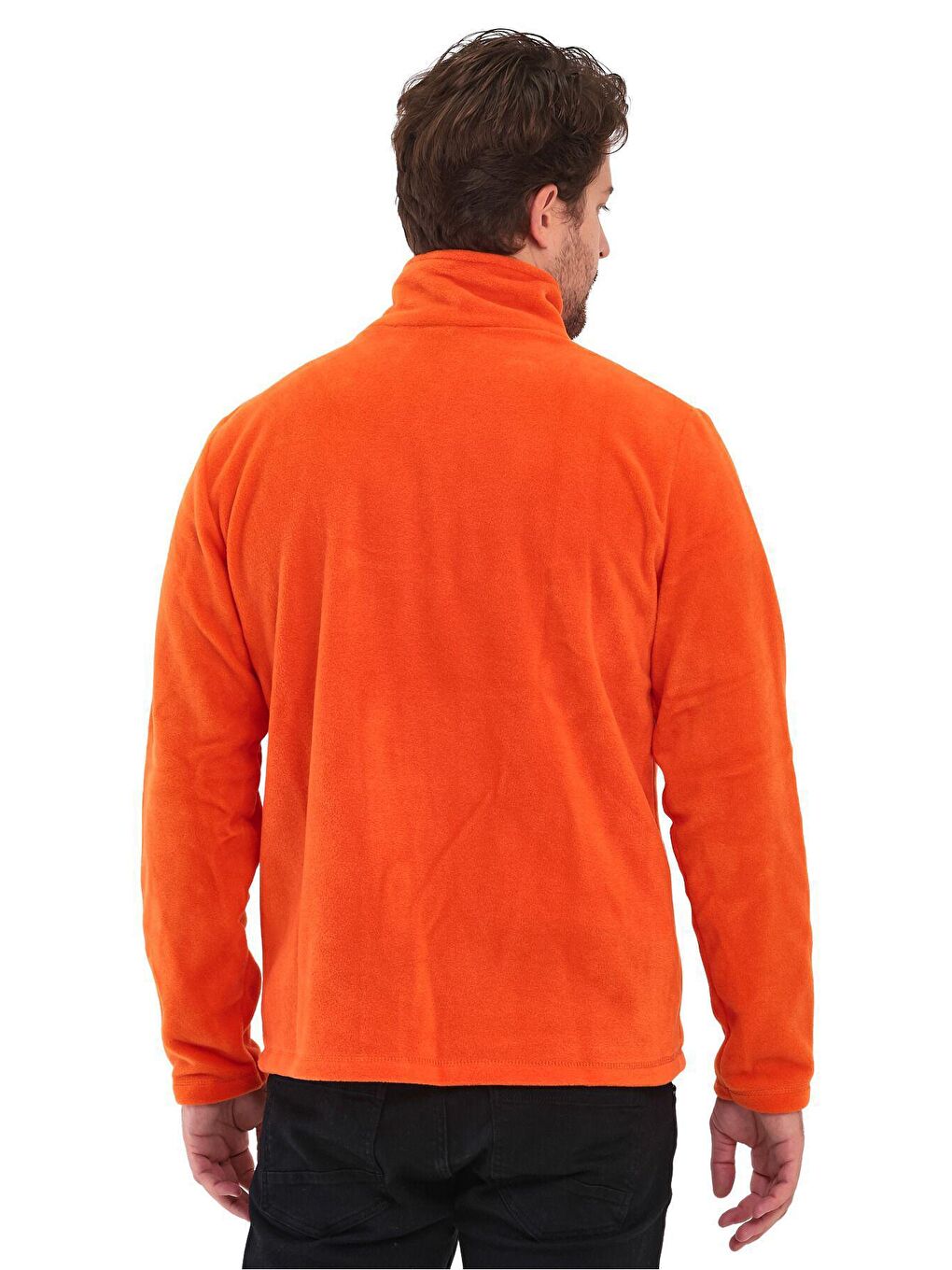 Turuncu Erkek Polar Tam Fermuarlı 3 Cepli Outdoor Polar Ceket-4