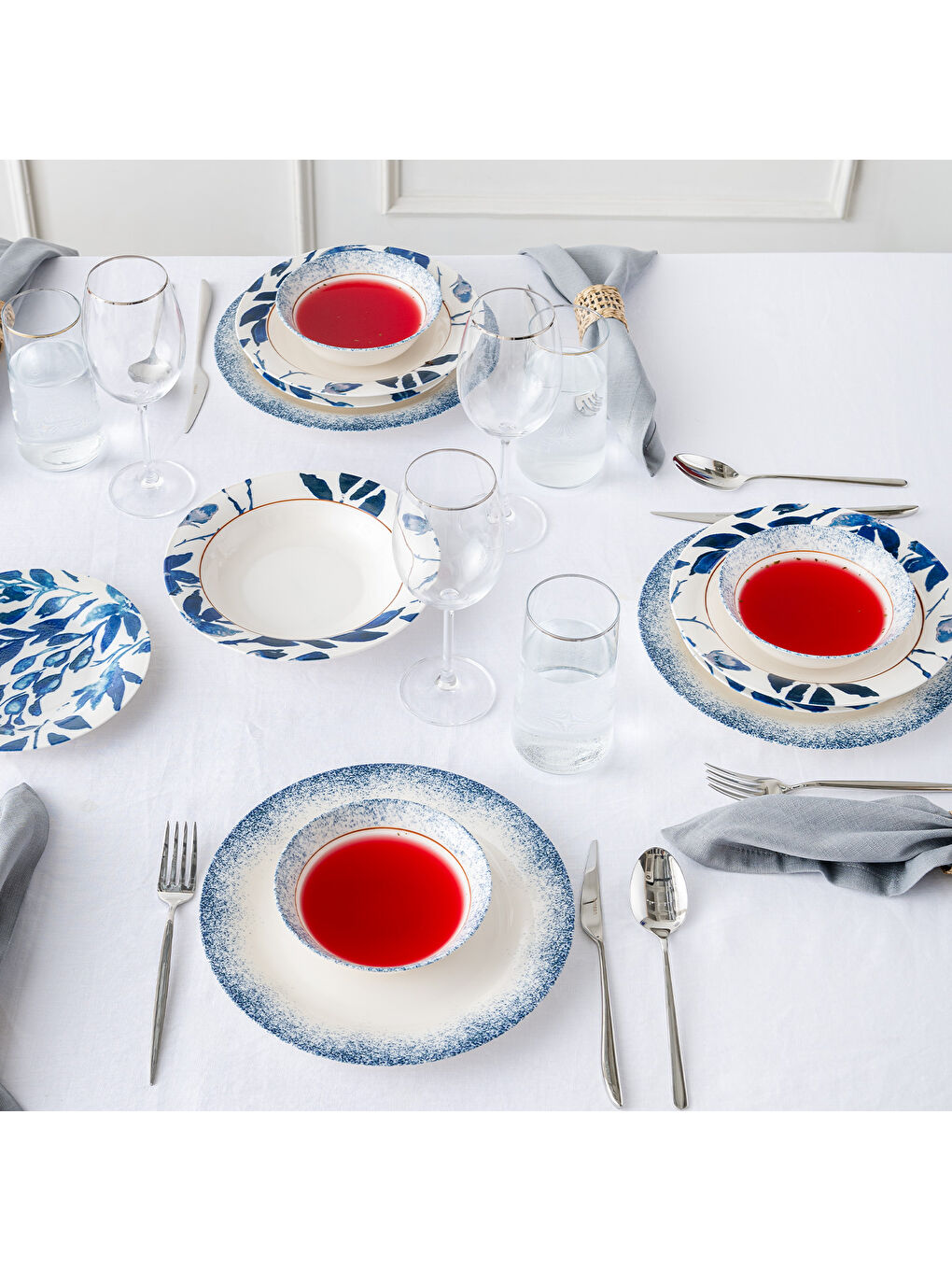 Beyaz Lilabelle 24 Parça 6 Kişilik Yemek Takımı Yuvarlak-8