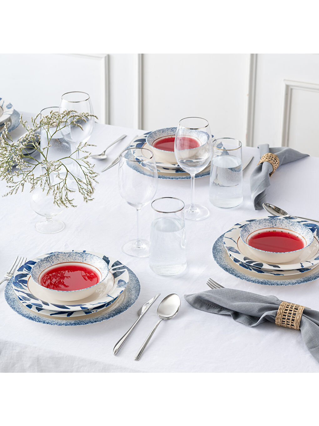 Beyaz Lilabelle 24 Parça 6 Kişilik Yemek Takımı Yuvarlak-9