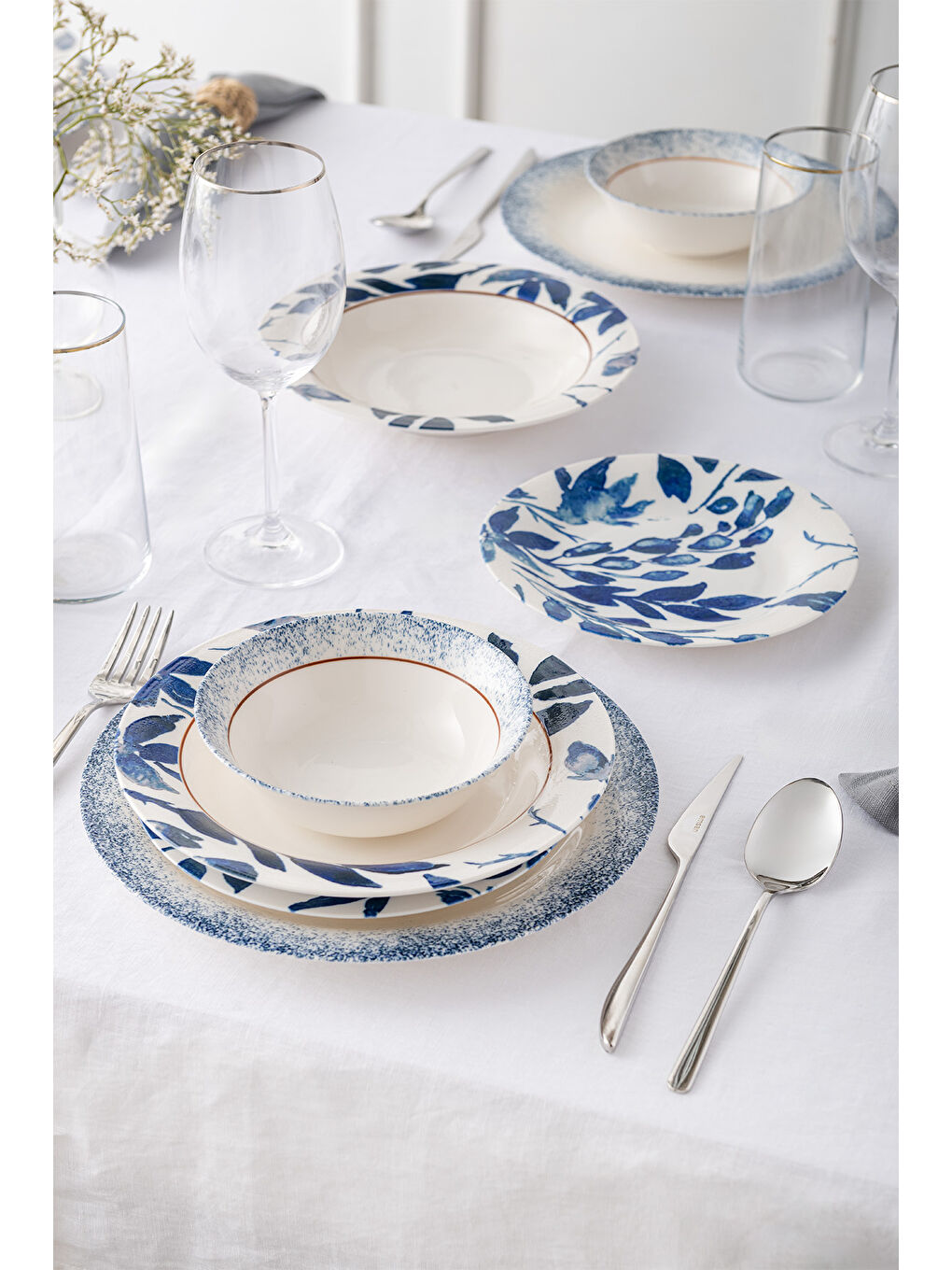 Beyaz Lilabelle 24 Parça 6 Kişilik Yemek Takımı Yuvarlak-2