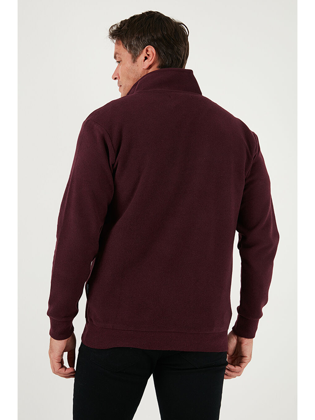 Mürdüm Pamuklu Regular Fit Yarım Fermuarlı Dik Yaka Kazak 456112-6