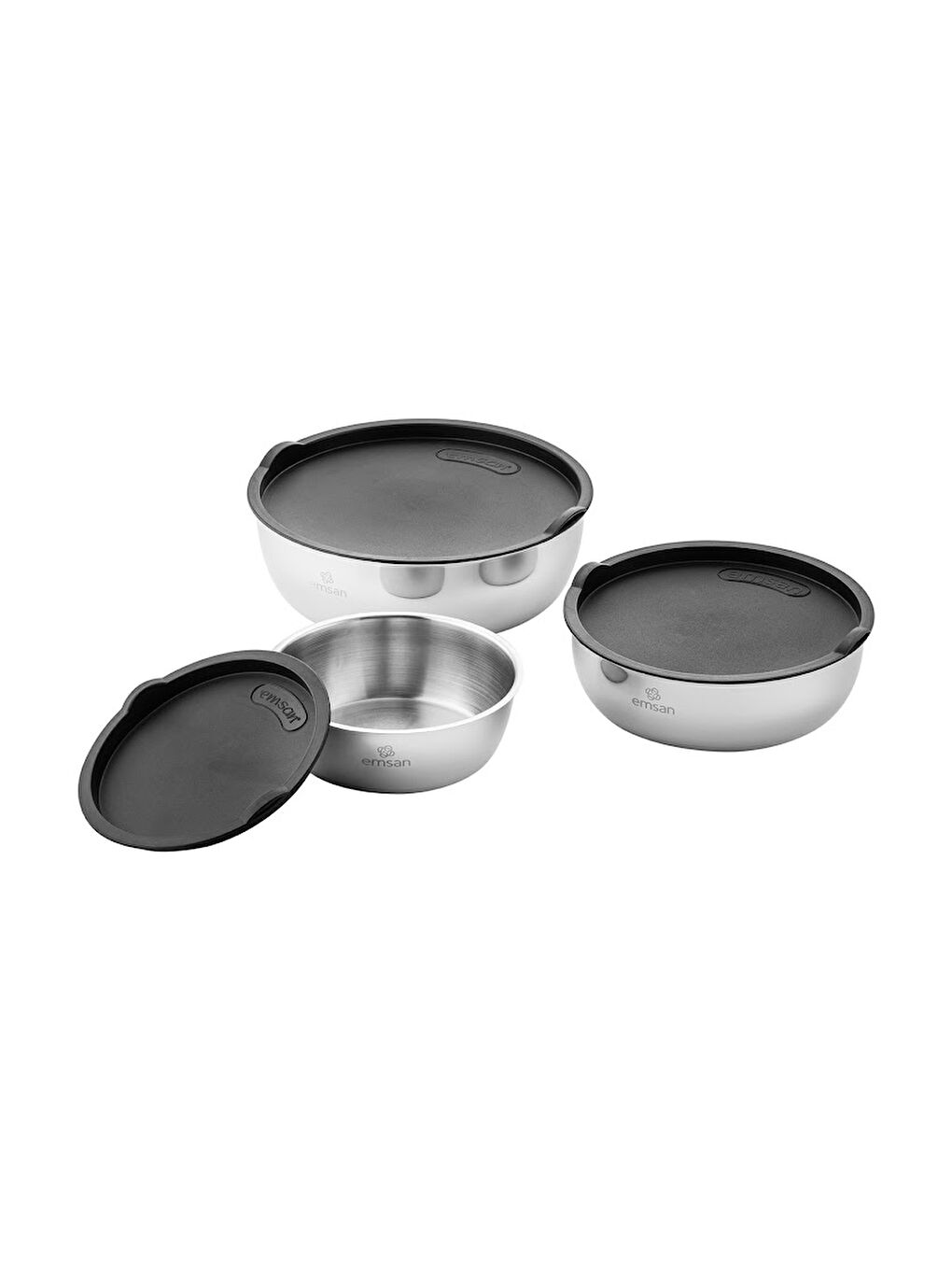 Gri Bella Kısa Midi 3'lü Çelik Saklama Kabı-9