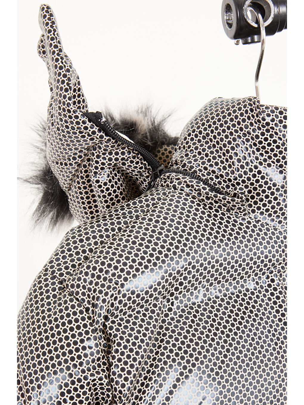 Ekru Kız Çocuk Altıgen Desenli Krem Şişme Mont 16267-3