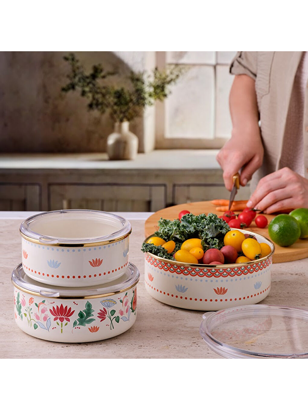 Beyaz Nar Emaye Sedef Saklama Kabı Seti-6