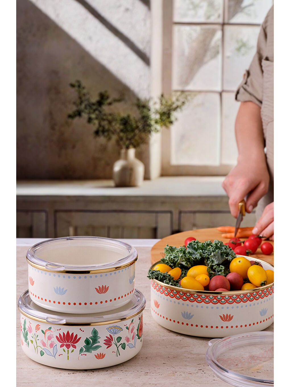 Beyaz Nar Emaye Sedef Saklama Kabı Seti-7