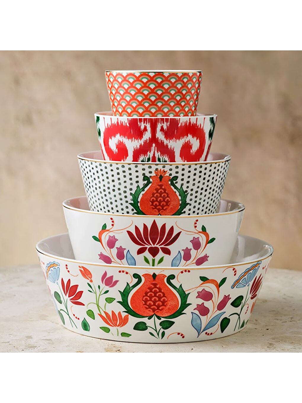 Beyaz Nar Emaye Sedef Saklama Kabı Seti-8