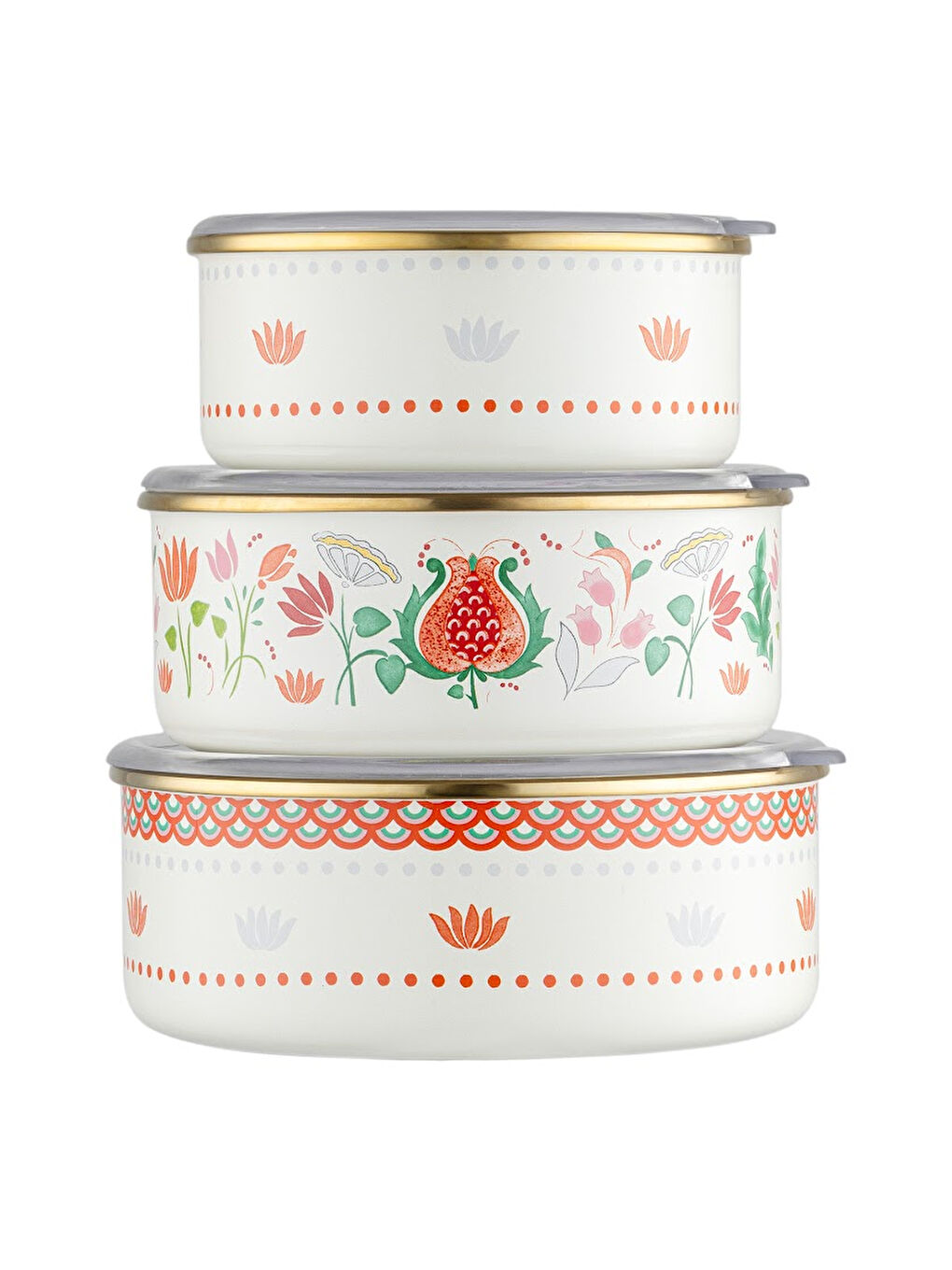 Beyaz Nar Emaye Sedef Saklama Kabı Seti-9