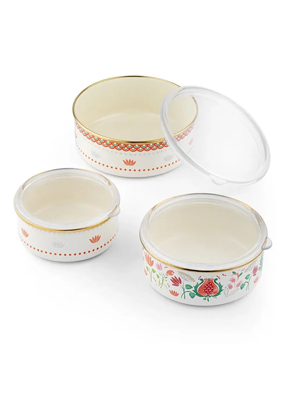 Beyaz Nar Emaye Sedef Saklama Kabı Seti-10
