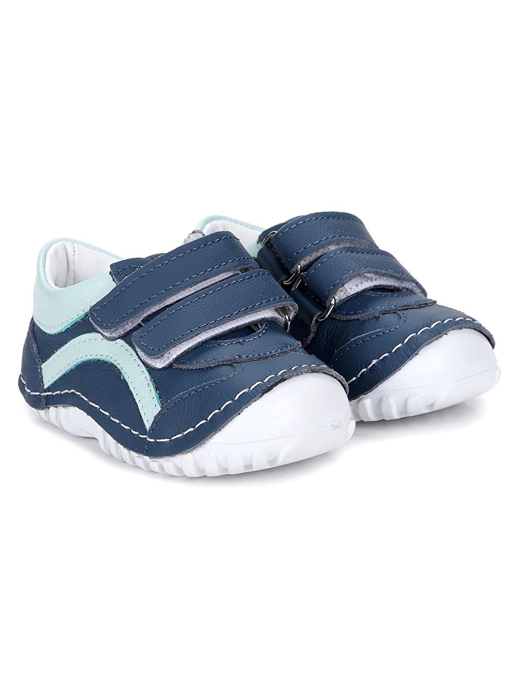 Mavi %100 Deri Cırtlı Erkek/Kız Çocuk Ayakkabı Teo A102-2