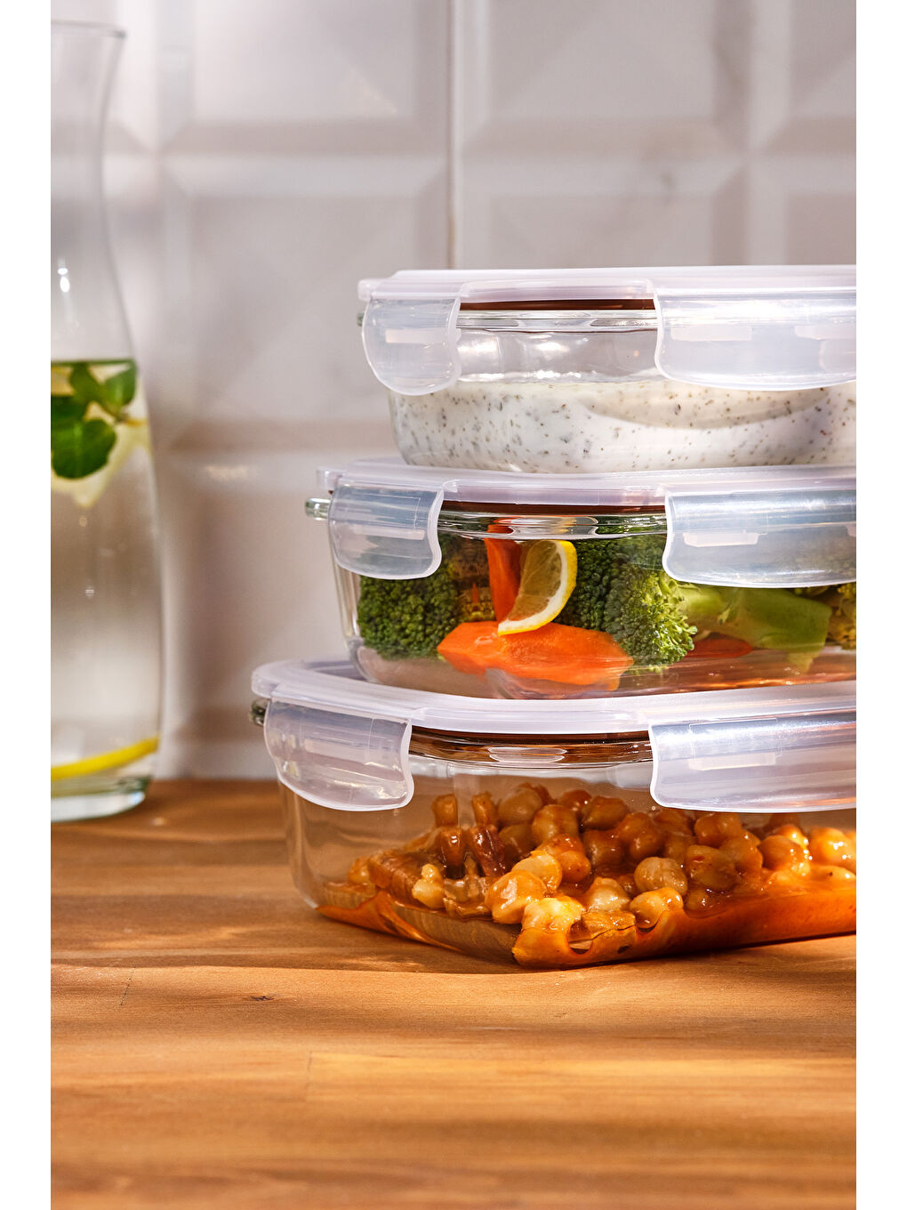 Renksiz Lina Borosilikat 3'lü Saklama Kabı-9