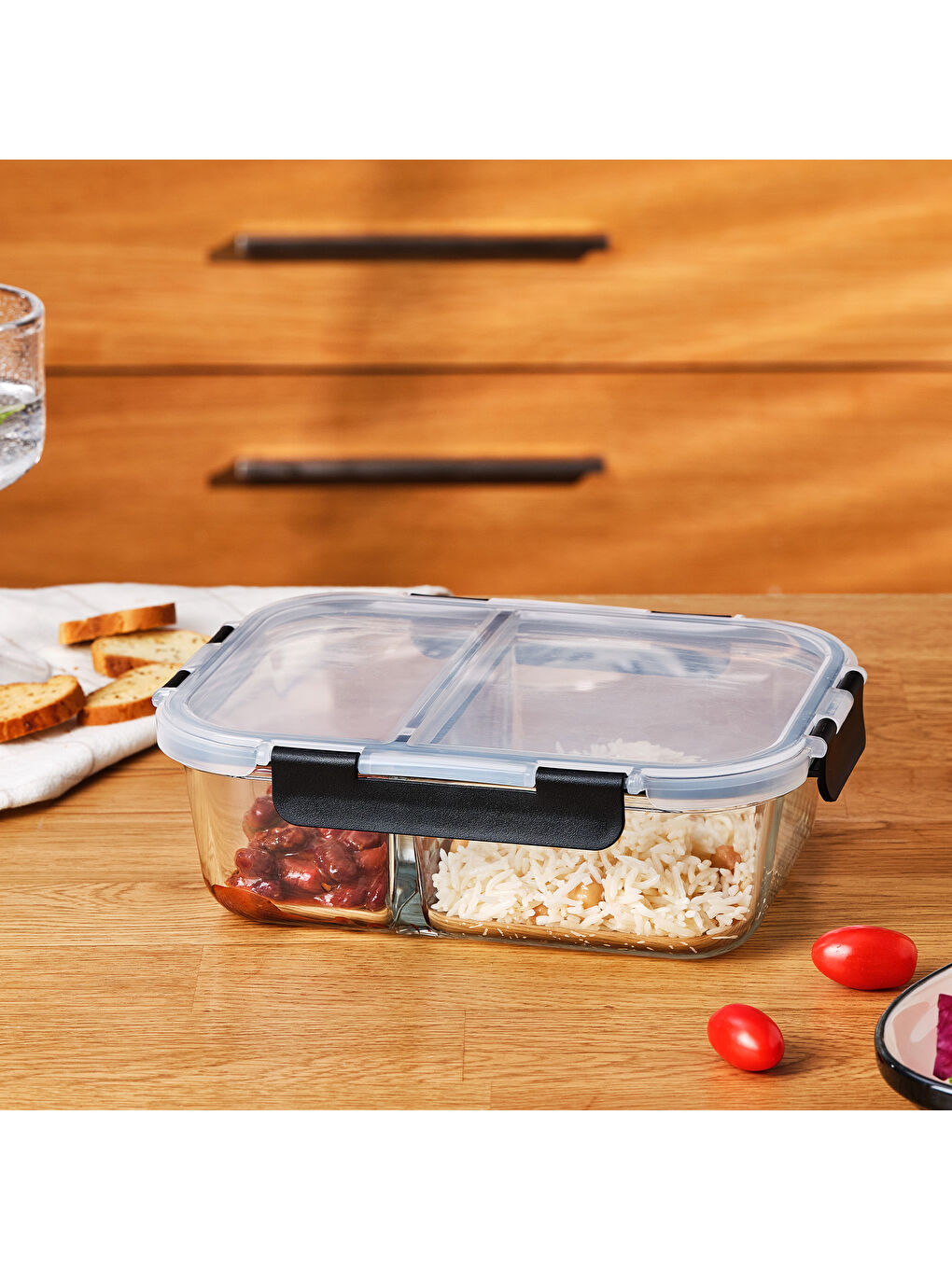 Renksiz Twin 1360 ml Borosilikat Saklama Kabı-6