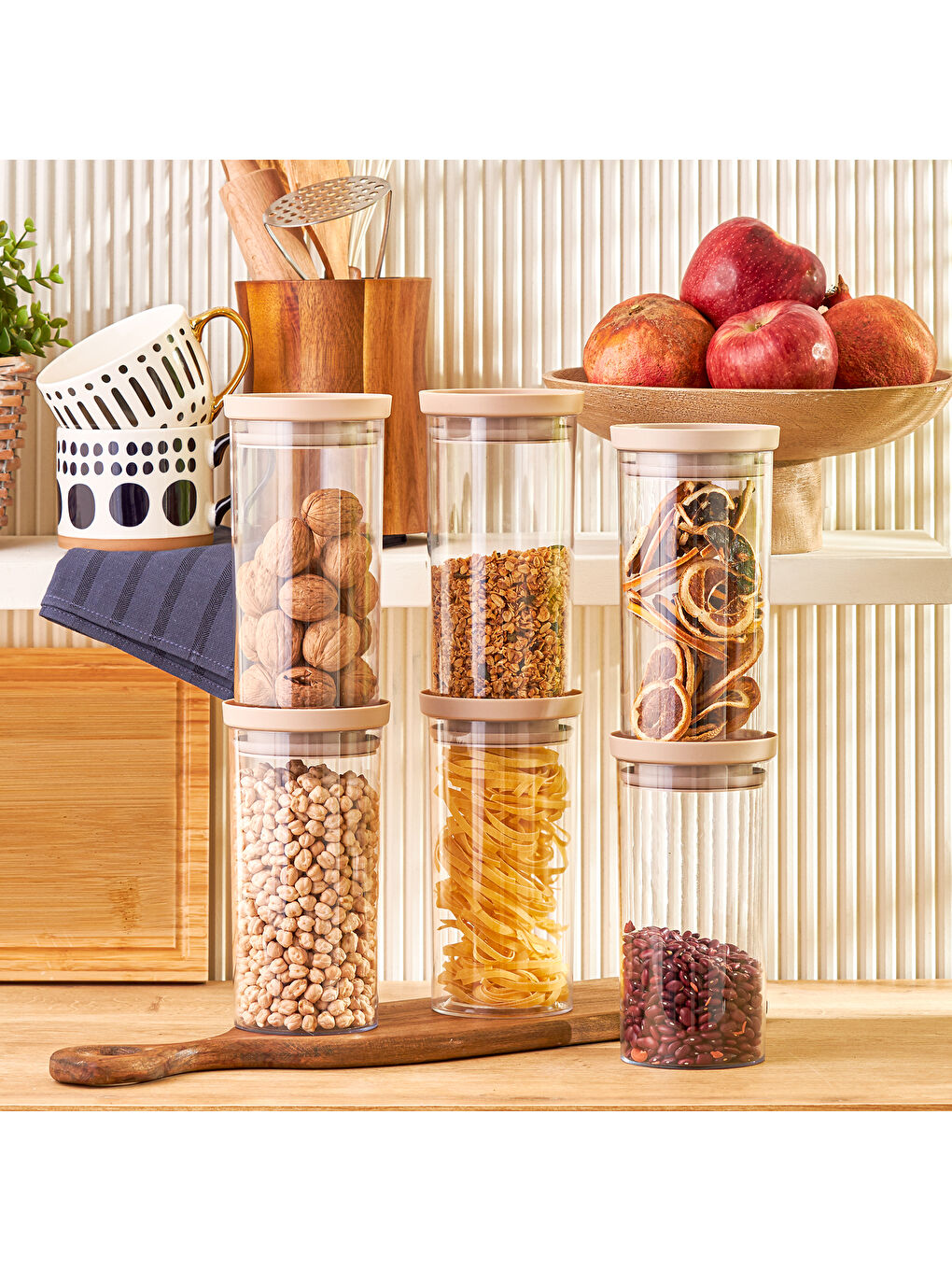 Arya 6'lı Büyük Saklama Kabı Bej-6