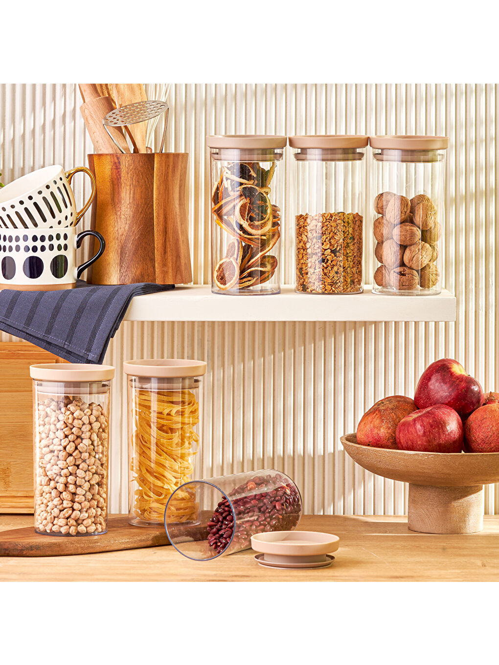 Arya 6'lı Büyük Saklama Kabı Bej-7