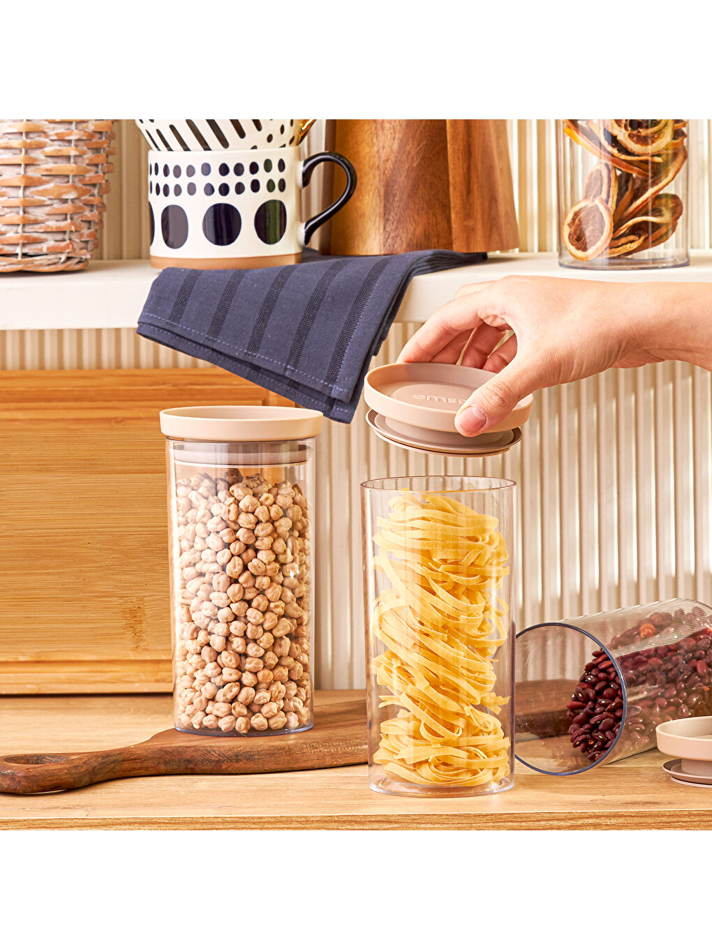 Arya 6'lı Büyük Saklama Kabı Bej-8